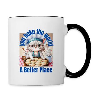 You Bake The World A Better Place - Contrast Coffee Mug - white/black - Right