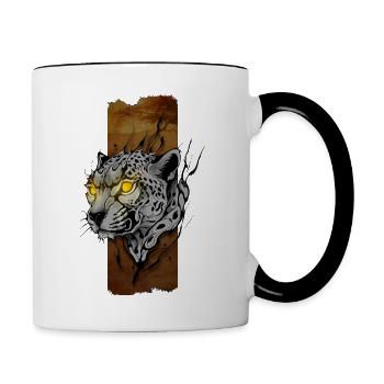 Blazing Velocity: Cheetah's Yellow Flames - Contrast Coffee Mug - white/black - Right