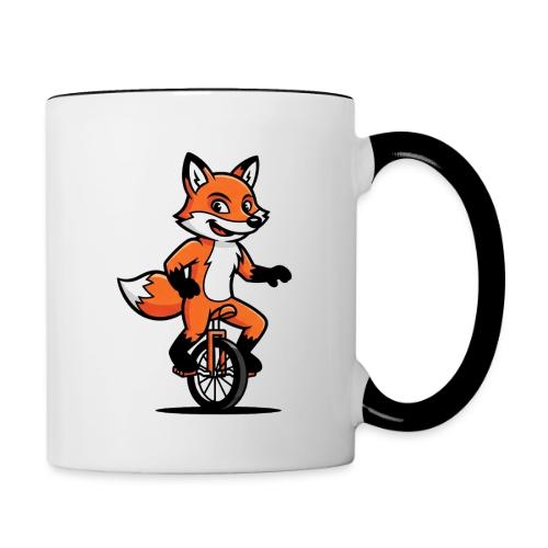Unicycle Fox Cartoon - Contrast Coffee Mug