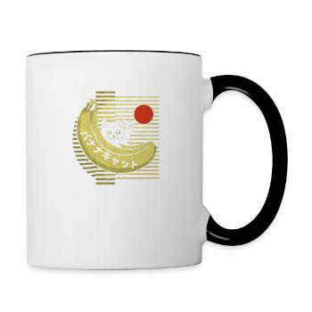 Banana Cat Japanese Art - Contrast Coffee Mug - white/black - Right