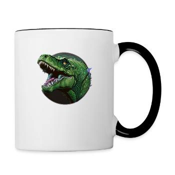 Fierce tyrannosaurus and Prehistoric T-Rex - Contrast Coffee Mug - white/black - Right