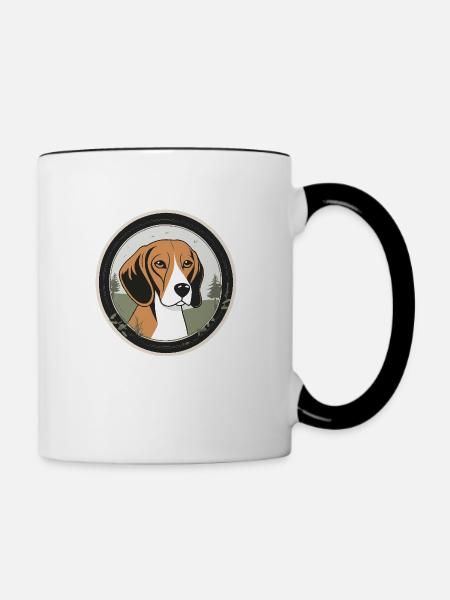 Calm Beagle in Nature's Embrace - Contrast Coffee Mug - white/black