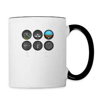 Funny Pilot Airplane Flight Instruments - Contrast Coffee Mug - white/black - Right