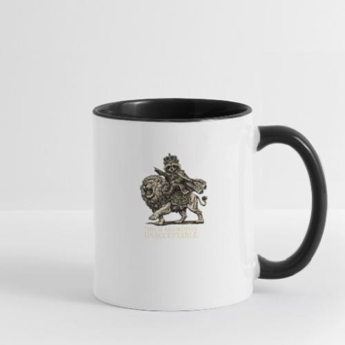 Funny Raccoon King Riding Lion Vintage Meme Art - Contrast Coffee Mug
