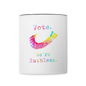 Tie Dye Women Vote We're Ruthless Feminist - Contrast Coffee Mug - white/black - Front