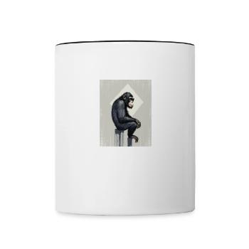Schimpanse Street Art Graffiti In The Square - Contrast Coffee Mug - white/black - Front