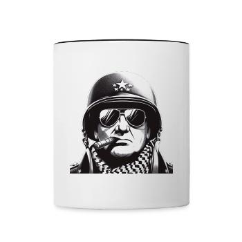 General George S. Patton Sketch Art - Contrast Coffee Mug - white/black - Front