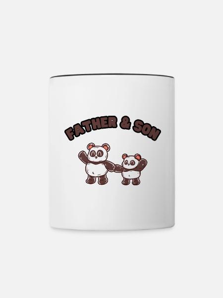 Panda Family Father & Son - Contrast Coffee Mug - white/black