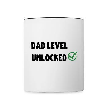 Dad level unlocked, gaming, gamers gift, videogame - Contrast Coffee Mug - white/black - Front