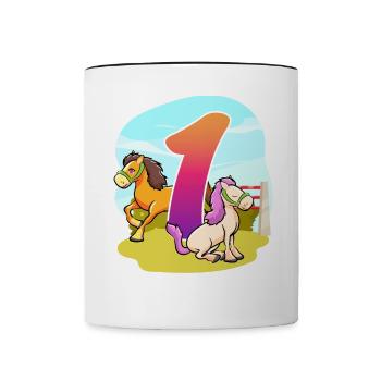 1st Birthday Horseback Riding Horse-themed One - Contrast Coffee Mug - white/black - Front