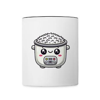 Funny Meals Are Better with Rice Cute Rice Pot - Contrast Coffee Mug - white/black - Front