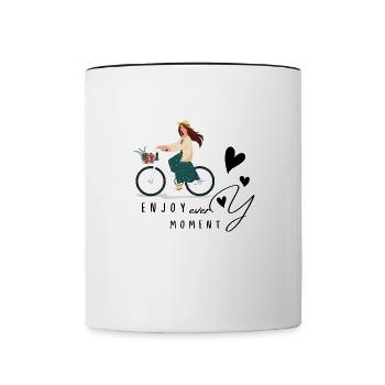 Enjoy Every Moment Motivational Sayings - Contrast Coffee Mug - white/black - Front