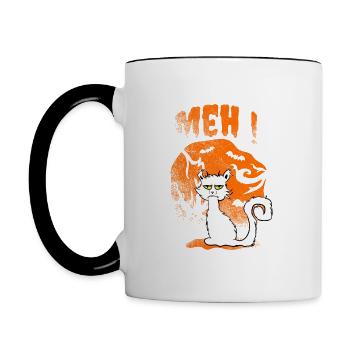 meh cat - Contrast Coffee Mug - white/black - Left