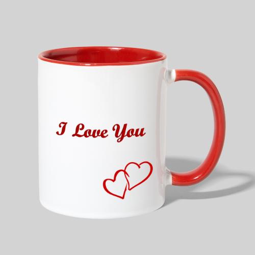 Double Heart Contrast Mug Red - Contrast Coffee Mug