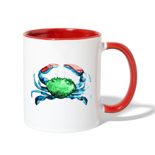 Red, Blue, and Green Crab Watercolor Painting - Contrast Coffee Mug