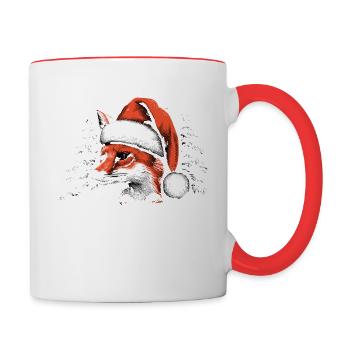 Merry Foxmas | Funny Christmas - Contrast Coffee Mug - white/red - Right