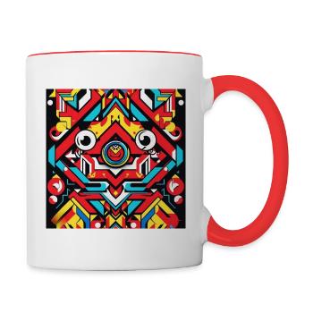 Bold Geometric Abstract Art - Contrast Coffee Mug - white/red - Right