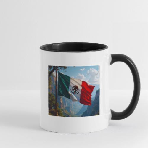 Mexican Flag in Mountain Nature Landscape - Contrast Coffee Mug