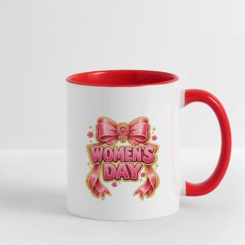 Cute Pink Bow Women’s Day Feminist Symbol - Contrast Coffee Mug