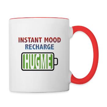 Hug Me - Instant Mood Recharge - Contrast Coffee Mug - white/red - Right