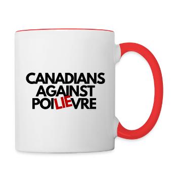 Canadians Against Poilievre (Reverse) - Contrast Coffee Mug - white/red - Right