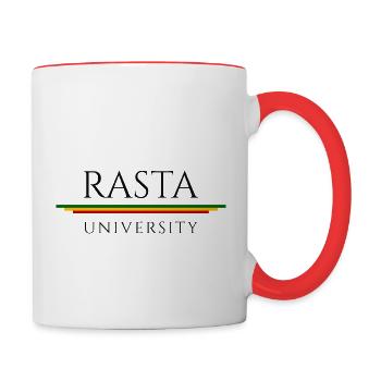 Rasta University Typography Rasta Colors Reggae - Contrast Coffee Mug - white/red - Right