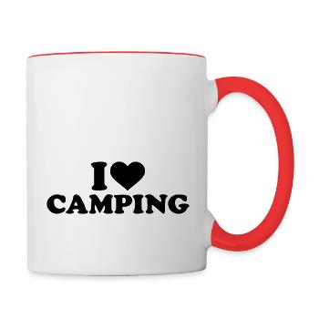 i love camping white - Contrast Coffee Mug - white/red - Right