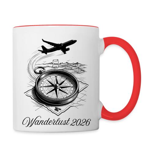 Wanderlust 2026 T-Shirt | Minimalist Travel Plane - Contrast Coffee Mug
