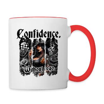 Confidence Without Ego - Contrast Coffee Mug - white/red - Right
