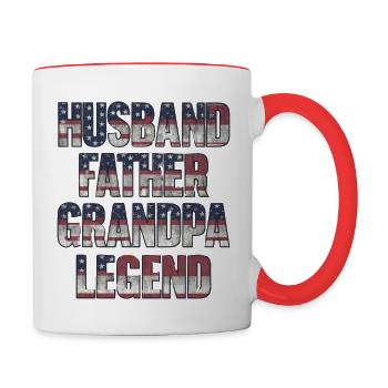 Husband Father Grandpa - Contrast Coffee Mug - white/red - Right
