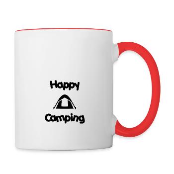 happy camping - Contrast Coffee Mug - white/red - Right