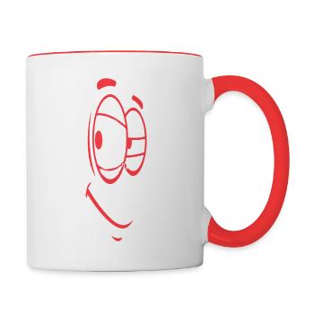 Abstract Face T-shirt - Bold Red and White - Contrast Coffee Mug - white/red - Right
