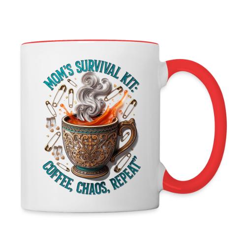 Mom's Survival Kit Tee | Coffee Chaos - Contrast Coffee Mug
