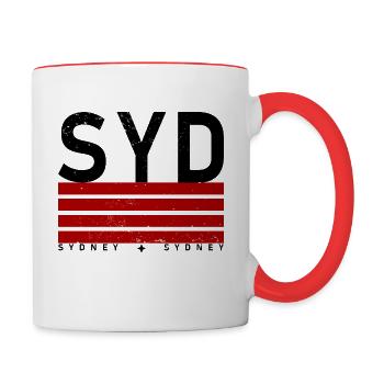 sydney tee design - Contrast Coffee Mug - white/red - Right
