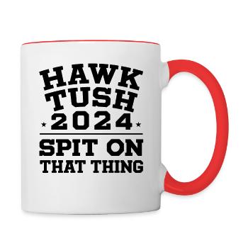 Hawk Tush 2024 Campaign T-Shirt - Funny Slogan Tee - Contrast Coffee Mug - white/red - Right