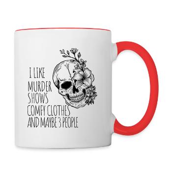 I Like Murder Shows Comfy Clothes - Contrast Coffee Mug - white/red - Right