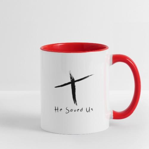 He Saved Us Black Letters - Contrast Coffee Mug
