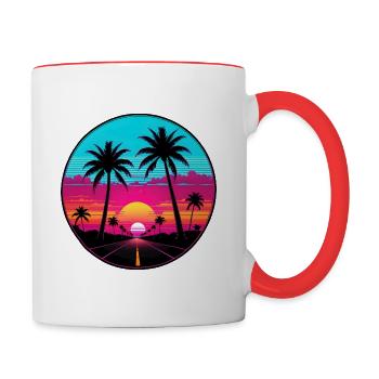 Miami Sunset Road - Contrast Coffee Mug - white/red - Right
