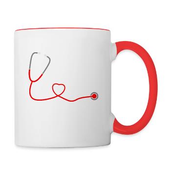 Red Stethoscope Heart - Contrast Coffee Mug - white/red - Right