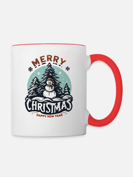 Merry Christmas and Happy New Year - Contrast Coffee Mug - white/red