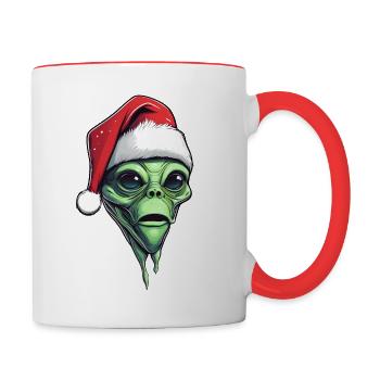 Alien Santa Face - Contrast Coffee Mug - white/red - Right