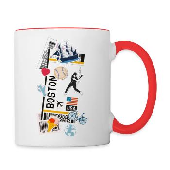 Boston Massachusetts American Flag - Contrast Coffee Mug - white/red - Right