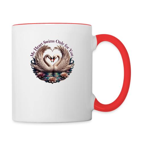 My Heart Swims Only for You Swan Heart T-Shirt - Contrast Coffee Mug