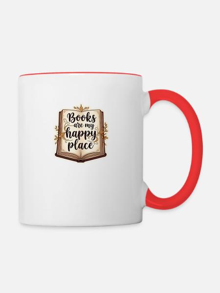 Books Are My Happy Place – Cozy & Literary - Contrast Coffee Mug - white/red