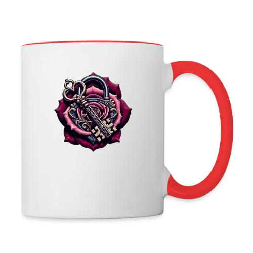 You Hold the Key to My Heart Rose Lock T-Shirt - Contrast Coffee Mug