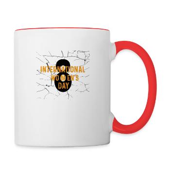 international women's day - Contrast Coffee Mug - white/red - Right