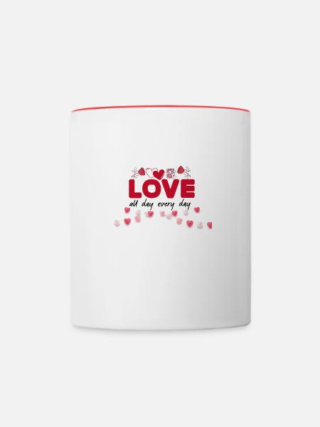 Love All Day Everyday - Contrast Coffee Mug - white/red
