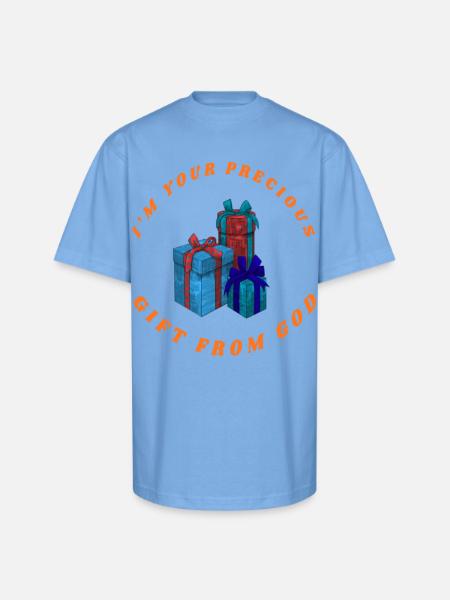 PRECIOUS GIFT FROM GOD - Unisex Oversized Heavyweight T-Shirt - sky blue