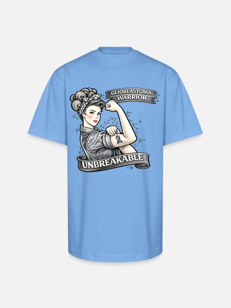 Glioblastoma Warrior: Unbreakable - Unisex Oversized Heavyweight T-Shirt - sky blue