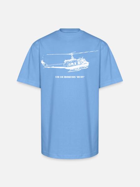 Huey Shadow Helicopter Silhouette - Unisex Oversized Heavyweight T-Shirt - sky blue
